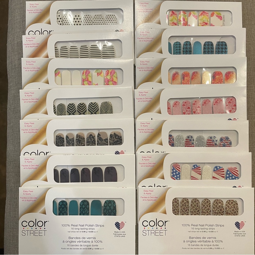 Color Street nail polish, 14 exclusive GLITTER/DESIGN colors, Brand new, sealed